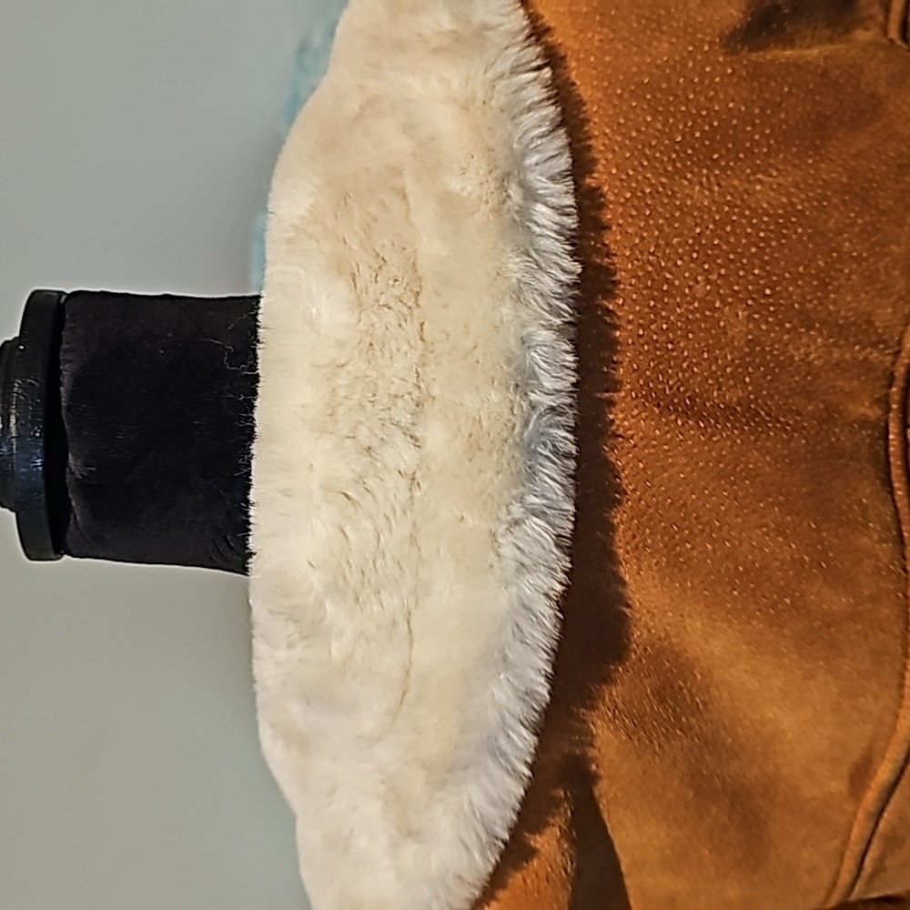 Leather Sherpa Jackets, Womens Large, Camel Color - Picture 7 of 14